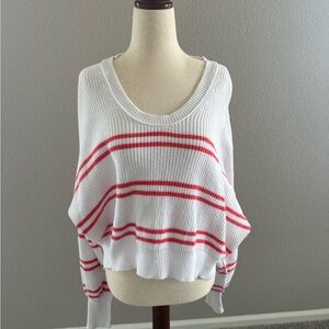 Aerie 100% cotton red and white striped Women's Sweater
